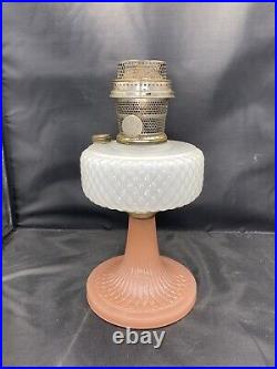 Aladdin Pink And White Diamond Quilted Kerosene Table Lamp Base