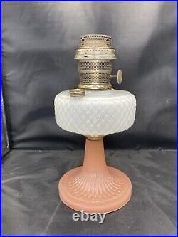 Aladdin Pink And White Diamond Quilted Kerosene Table Lamp Base