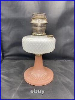 Aladdin Pink And White Diamond Quilted Kerosene Table Lamp Base