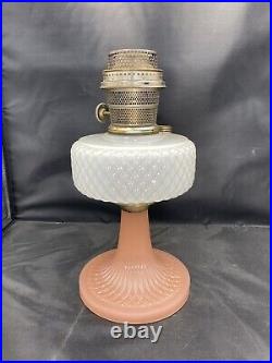 Aladdin Pink And White Diamond Quilted Kerosene Table Lamp Base