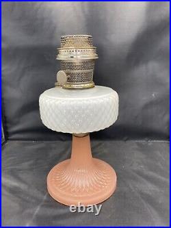 Aladdin Pink And White Diamond Quilted Kerosene Table Lamp Base