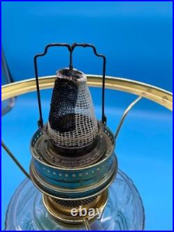 Aladdin Pink Lincoln Drape Table Oil Lamp with Rose Shade and Brass Trim