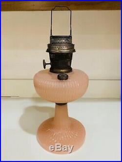 Aladdin Pink Moonstone Vertique B-87 Glass Kerosene Lamp Made In 1938