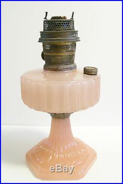 Aladdin Pink Rose Moonstone Corinthian Kerosene Lamp Nu Type Model B Burner