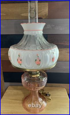 Aladdin Pink Short Lincoln Drape Electric Table Lamp With Chimney / Shade