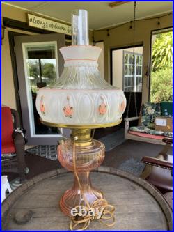 Aladdin Pink Short Lincoln Drape Electric Table Lamp With Chimney / Shade