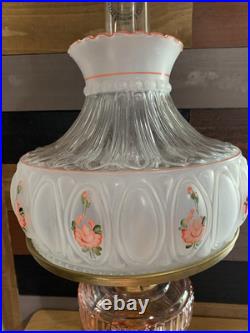 Aladdin Pink Short Lincoln Drape Electric Table Lamp With Chimney / Shade