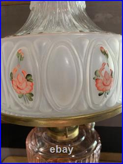 Aladdin Pink Short Lincoln Drape Electric Table Lamp With Chimney / Shade