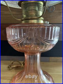 Aladdin Pink Short Lincoln Drape Electric Table Lamp With Chimney / Shade