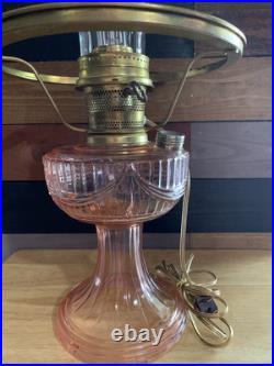 Aladdin Pink Short Lincoln Drape Electric Table Lamp With Chimney / Shade