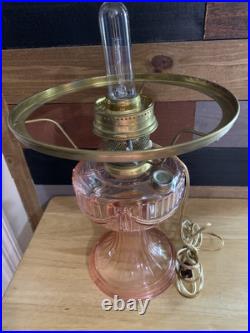 Aladdin Pink Short Lincoln Drape Electric Table Lamp With Chimney / Shade