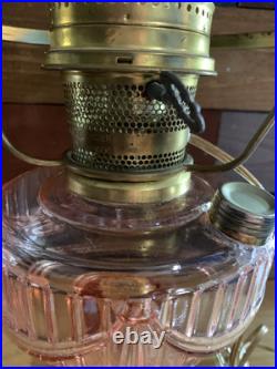 Aladdin Pink Short Lincoln Drape Electric Table Lamp With Chimney / Shade