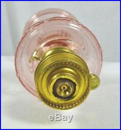 Aladdin Pink Short Lincoln Drape Oil Lamp, Model 23 Brass Burner