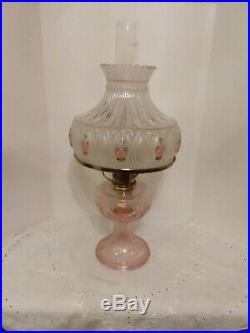 Aladdin Pink Tall Lincoln Oil Lamp Model B Mantle Kerosene Lamp