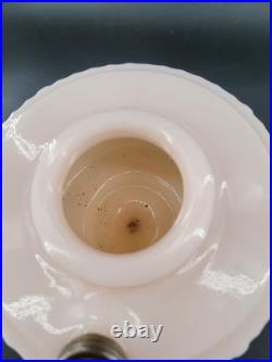 Aladdin Pink Tint Alacite Tall Lincoln Drape Oil Lamp Base Lot of 2 No Burner