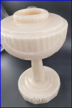 Aladdin Pink Tint Alacite Tall Lincoln Drape Oil Lamp Base Lot of 2 No Burner