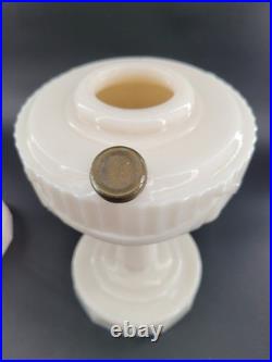Aladdin Pink Tint Alacite Tall Lincoln Drape Oil Lamp Base Lot of 2 No Burner