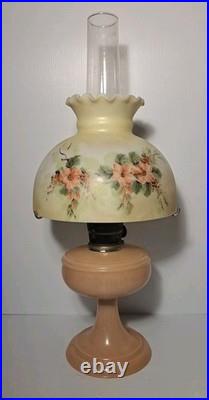 Aladdin Pink Venetian Glass Oil Lamp with NuType Model B Burner Complete