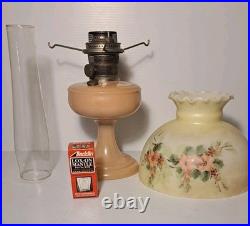 Aladdin Pink Venetian Glass Oil Lamp with NuType Model B Burner Complete