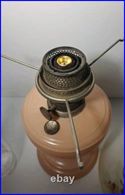 Aladdin Pink Venetian Glass Oil Lamp with NuType Model B Burner Complete