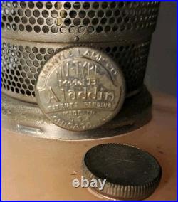 Aladdin Pink Venetian Glass Oil Lamp with NuType Model B Burner Complete