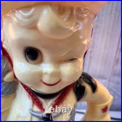 Aladdin Plastics Lamp Set Lil Cowboy Faux Suede Fabric Shade Vintage Decor