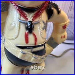 Aladdin Plastics Lamp Set Lil Cowboy Faux Suede Fabric Shade Vintage Decor