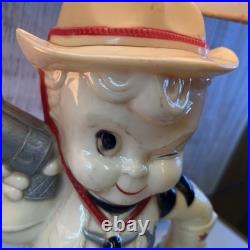 Aladdin Plastics Lamp Set Lil Cowboy Faux Suede Fabric Shade Vintage Decor