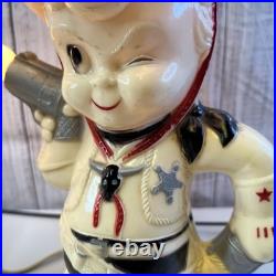 Aladdin Plastics Lamp Set Lil Cowboy Faux Suede Fabric Shade Vintage Decor