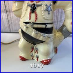 Aladdin Plastics Lamp Set Lil Cowboy Faux Suede Fabric Shade Vintage Decor