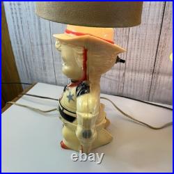 Aladdin Plastics Lamp Set Lil Cowboy Faux Suede Fabric Shade Vintage Decor