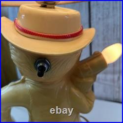 Aladdin Plastics Lamp Set Lil Cowboy Faux Suede Fabric Shade Vintage Decor