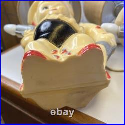 Aladdin Plastics Lamp Set Lil Cowboy Faux Suede Fabric Shade Vintage Decor