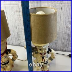 Aladdin Plastics Lamp Set Lil Cowboy Faux Suede Fabric Shade Vintage Decor