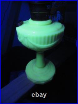 Aladdin Pre War Alacite Model B Tall Lincoln Drape Oil Lamp B-75 Uranium Glass