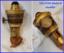 Aladdin Pre War Alactite Model B Tall Lincoln Drape Oil Lamp With Original Shade