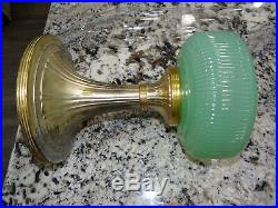 Aladdin QUEEN B97 Jadite Green Moonstone Glass Kerosene Oil Lamp Vtg Antique