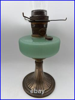 Aladdin Queen Jadite Green & Brass Model B97 WithB Burner & Locking Chimney YEC