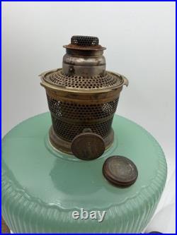 Aladdin Queen Jadite Green & Brass Model B97 WithB Burner & Locking Chimney YEC