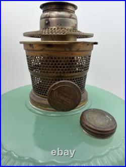 Aladdin Queen Jadite Green & Brass Model B97 WithB Burner & Locking Chimney YEC