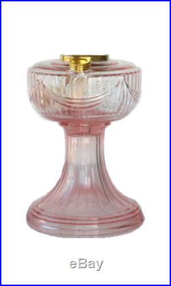 Aladdin R088 Crystal Pink Lincoln Drape Font Oil Lamp with Brass Hardware