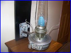 Aladdin Railroad Caboose Kerosene Oil Lamp Withwick Shade, Mantle, wooden plaque
