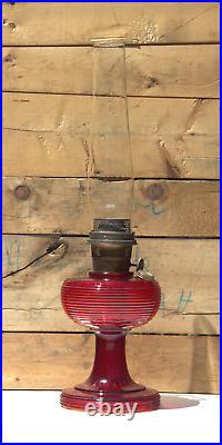 Aladdin Red Beehive, B83, Lamp, Burner, Wick, and Chimney. Has Red Marble Swirl