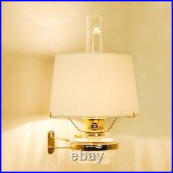 Aladdin Regency Clear Genie III Glass Wall Oil Lamp Brass with White Shade