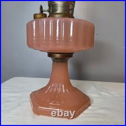 Aladdin Rose Moonstone Cathedral Glass Kerosene Oil Lamp Nu-Type Model B Burner