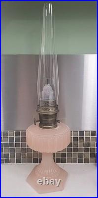 Aladdin Rose Moonstone Cathedral Oil Lamp 1934 Vintage Model B Burner
