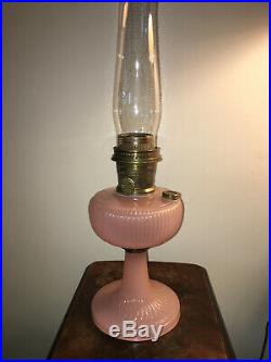 Aladdin Rose Moonstone Vertique B-87 Moonstone Lamp Original with Burner & Chimney