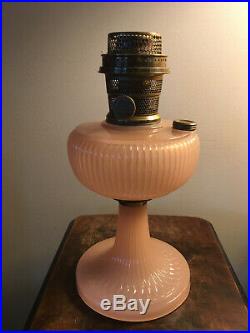 Aladdin Rose Moonstone Vertique B-87 Moonstone Lamp Original with Burner & Chimney