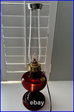 Aladdin Ruby Red #B-83 Beehive Oil Lamp with Electric 3 Way Light See Photos