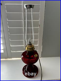 Aladdin Ruby Red #B-83 Beehive Oil Lamp with Electric 3 Way Light See Photos